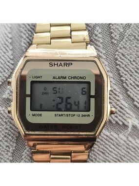 VINTAGE SHARP 70's 80's Digital Quartz Gold Colored Watch